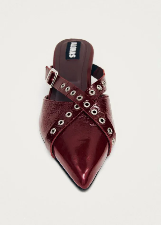 Zyra Onix Burgundy Leather Mules Women ALOHAS Mules
