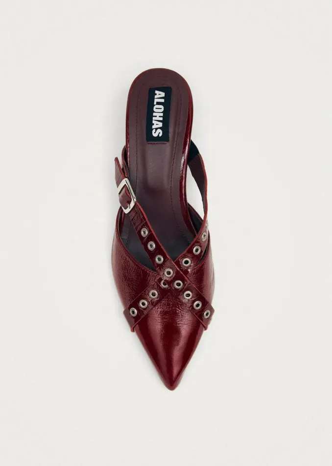 Zyra Onix Burgundy Leather Mules Women ALOHAS Mules